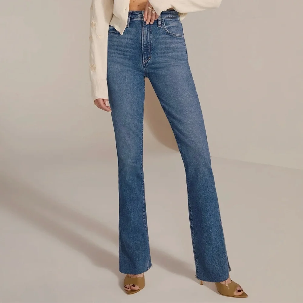 FAVORITE DAUGHTER 27 PETITE SHORTIE VALENTINA TOWER SUPER HIGH RISE - MED INDIGO - Picture 9 of 13